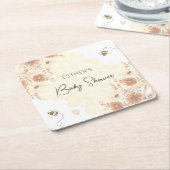 Little Bee Honey Boho Wildblume Baby Shower Rechteckiger Pappuntersetzer (angewinkelt)