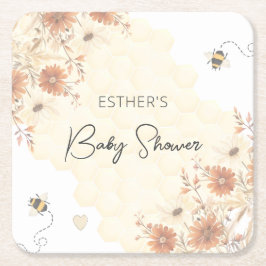 Little Bee Honey Boho Wildblume Baby Shower Rechteckiger Pappuntersetzer