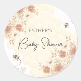 Little Bee Honey Boho Wildblume Baby Shower Runder Aufkleber