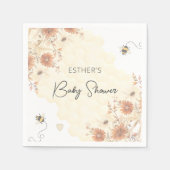 Little Bee Honey Boho Wildblume Baby Shower Serviette (Vorderseite)