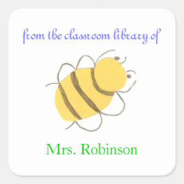 Little bee personalized bookplates for teacher quadratischer aufkleber
