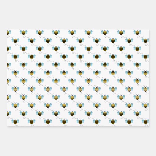 Little Bees Happy Yellow 3 Koordination Geschenkpapier Set (Vorderseite)
