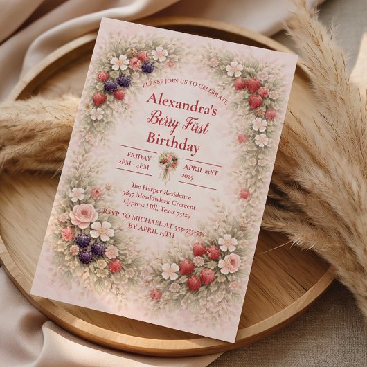 Little Berry Celebration 1st Birthday Einladung