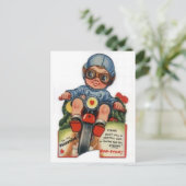 Little Biker Boy Vintag Valentine Feiertagspostkarte (Stehend Vorderseite)