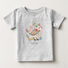 Little Bird Blätter Blume Pink Baby T - Shirt
