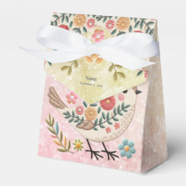 Little Bird Blätter Blume Pink Gefälligkeitsbox Geschenkschachtel