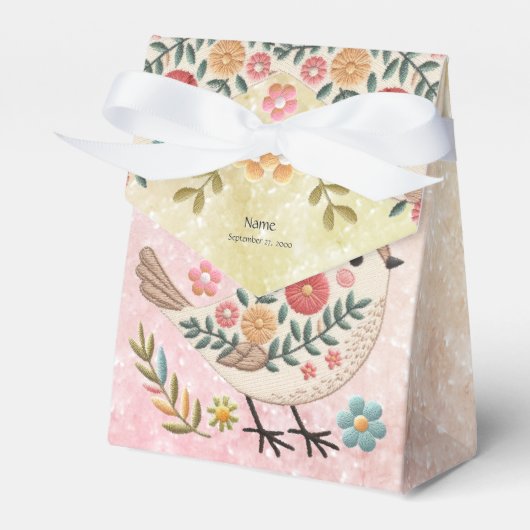 Little Bird Blätter Blume Pink Gefälligkeitsbox Geschenkschachtel (Vorderseite)