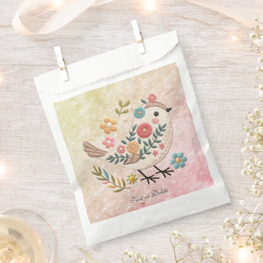 Little Bird Blätter Blume Pink Gefälligkeitsflagge Geschenktütchen (Ausgeschnitten)