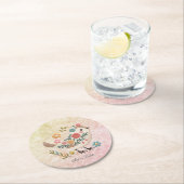 Little Bird Blätter Blume Pink Paper Untersetzer (Vor Ort)