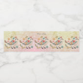 Little Bird Blätter Blume rosa Wasserflaschenetikett (Einzelnes Label)