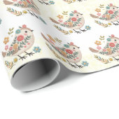 Little Bird Blätter Blume Rosa Wrapping Paper Geschenkpapier (Rolleneckpunkt)