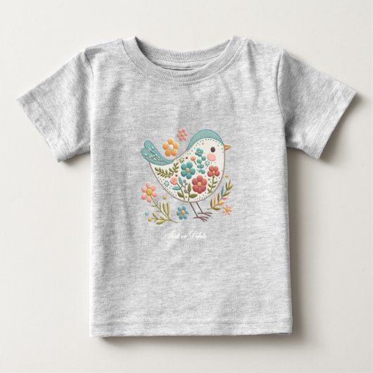 Little Bird Blue Pink Blume Baby T - Shirt (Vorderseite)