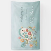 Little Bird Blue Pink Blume Babydusche Banner (Vertikal)
