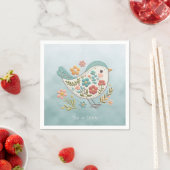 Little Bird Blue Pink Blume Napkins Serviette (Beispiel)