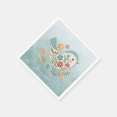 Little Bird Blue Pink Blume Napkins Serviette (Ecke)