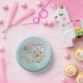 Little Bird Blue Pink Blume Paper Bowl Pappteller (Party)