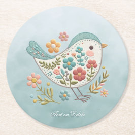 Little Bird Blue Pink Blume Paper Untersetzer
