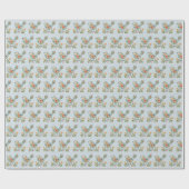 Little Bird Blue Pink Blume Wrapping Paper Geschenkpapier (Flach)