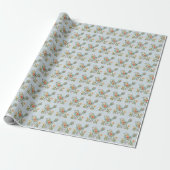 Little Bird Blue Pink Blume Wrapping Paper Geschenkpapier (Ungerollt)