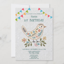Little Bird Colorful Floral Geburtstagsparty Einladung