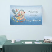 Little Bird Floral Blue Baby Dusche Banner (Messeveranstaltung)
