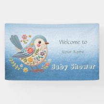 Little Bird Floral Blue Baby Dusche