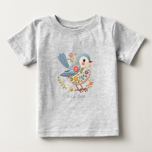Little Bird Floral Blue Baby T - Shirt (Vorderseite)