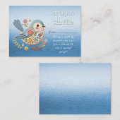 Little Bird Floral Embroidery Blue Baby Dusche Begleitkarte (Vorne/Hinten)