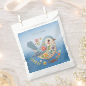 Little Bird Floral Embroidery Blue Favor Bags Geschenktütchen (Ausgeschnitten)