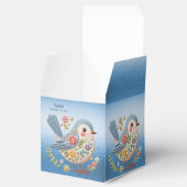 Little Bird Floral Embroidery Blue Favor Box Geschenkschachtel (Geöffnet)