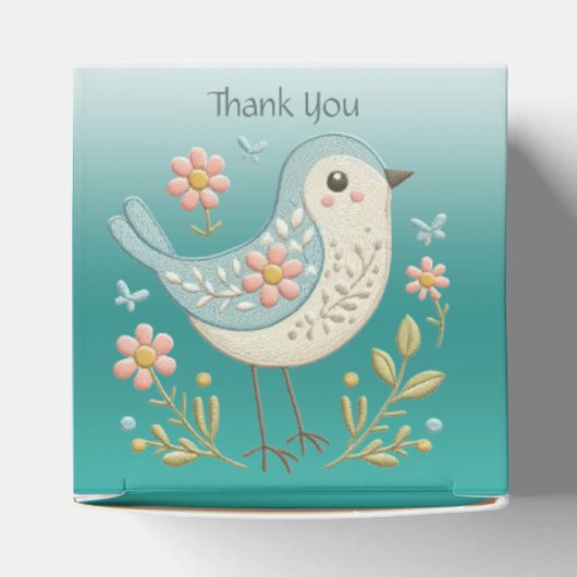 Little Bird Floral Embroidery Green Fevor Box Geschenkschachtel (Oben)