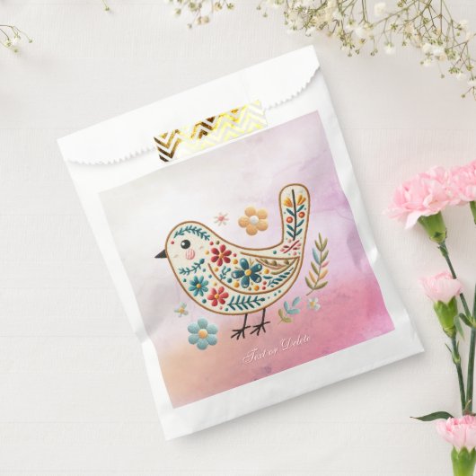 Little Bird Floral Embroidery Pink Fevor Bags Geschenktütchen (Versiegelt)