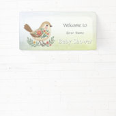 Little Bird Floral Gold Baby Dusche Banner (InSitu)