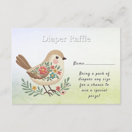 Little Bird Floral Gold Baby Dusche Begleitkarte (Vorderseite)
