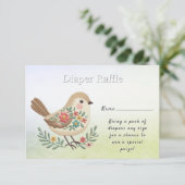 Little Bird Floral Gold Baby Dusche Begleitkarte (Stehend Vorderseite)