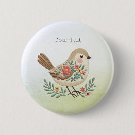 Little Bird Floral Gold Button