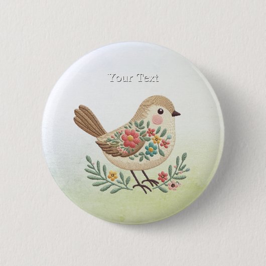 Little Bird Floral Gold Button (Vorderseite)