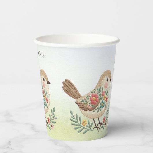 Little Bird Floral Gold Cups Pappbecher (Rückseite)