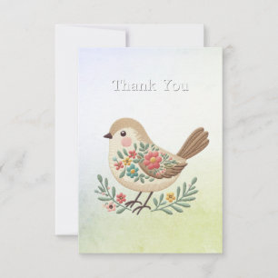 Little Bird Floral Gold Danke Karte