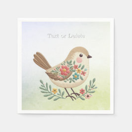 Little Bird Floral Gold Napkins Serviette