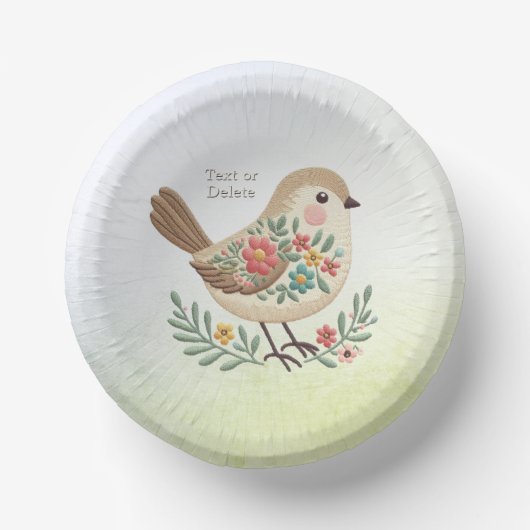Little Bird Floral Gold Paper Bowl Pappteller (Vorderseite)
