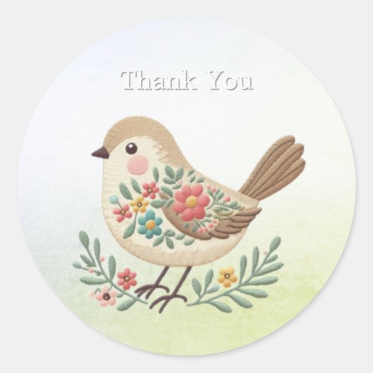 Little Bird Floral Gold Sticker (Vorderseite)