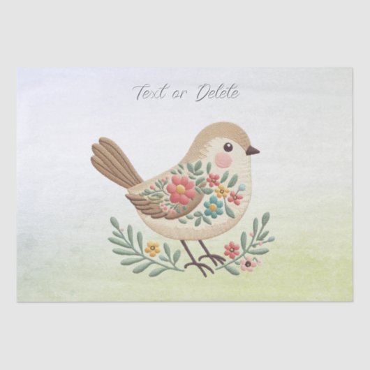 Little Bird Floral Gold Tissue Seidenpapier (Vorderseite)