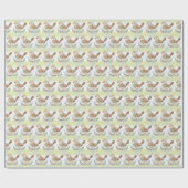 Little Bird Floral Gold Wrapping Paper Geschenkpapier (Flach)