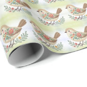 Little Bird Floral Gold Wrapping Paper Geschenkpapier (Rolleneckpunkt)
