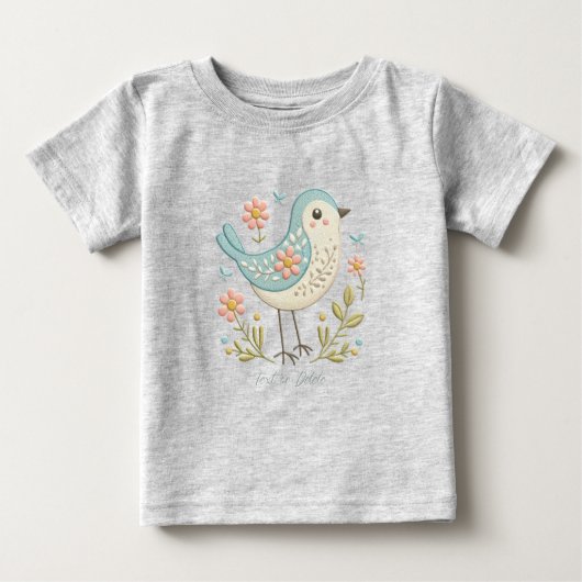 Little Bird Floral Green Baby T - Shirt (Vorderseite)