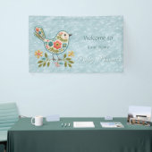 Little Bird Floral Green Blätter Baby Shower Banner (Messeveranstaltung)