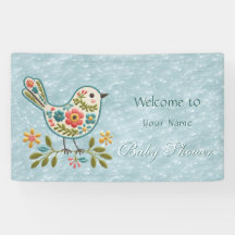Little Bird Floral Green Blätter Baby Shower