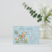 Little Bird Floral Green Blätter Baby Shower Begleitkarte (Stehend Vorderseite)