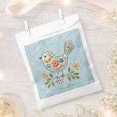 Little Bird Floral Green Blätter bevorzugen Flagge Geschenktütchen (Ausgeschnitten)